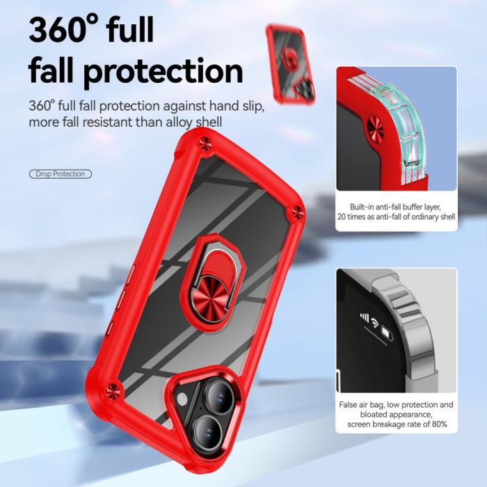Bild 5, iPhone 16 Plus Skal Shockproof Ring Hybrid Röd