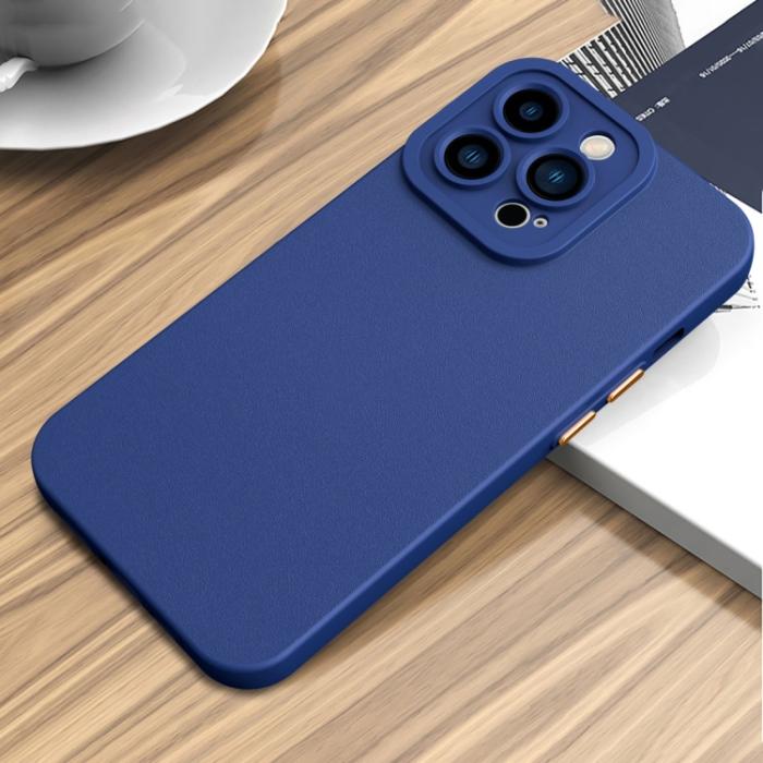 Bild 2, iPhone 14 Skal TPU Läder Textur Royal Blue