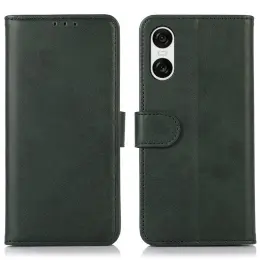 Sony Xperia 10 VI Läder Fodral Läder Solid Grön