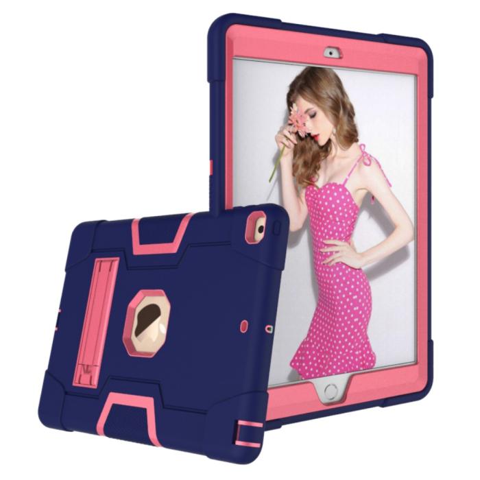 Bild 3, iPad 10.2 2019/2020/2021 Shockproof Hybrid Skal Med Kickstand Mörk Blå/Rosa