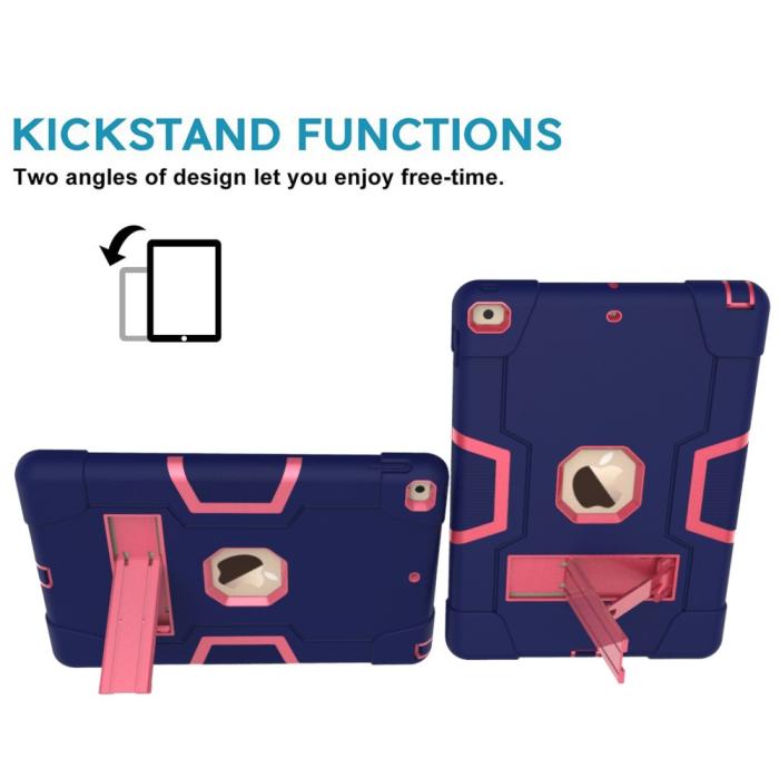 Bild 4, iPad 10.2 2019/2020/2021 Shockproof Hybrid Skal Med Kickstand Mörk Blå/Rosa