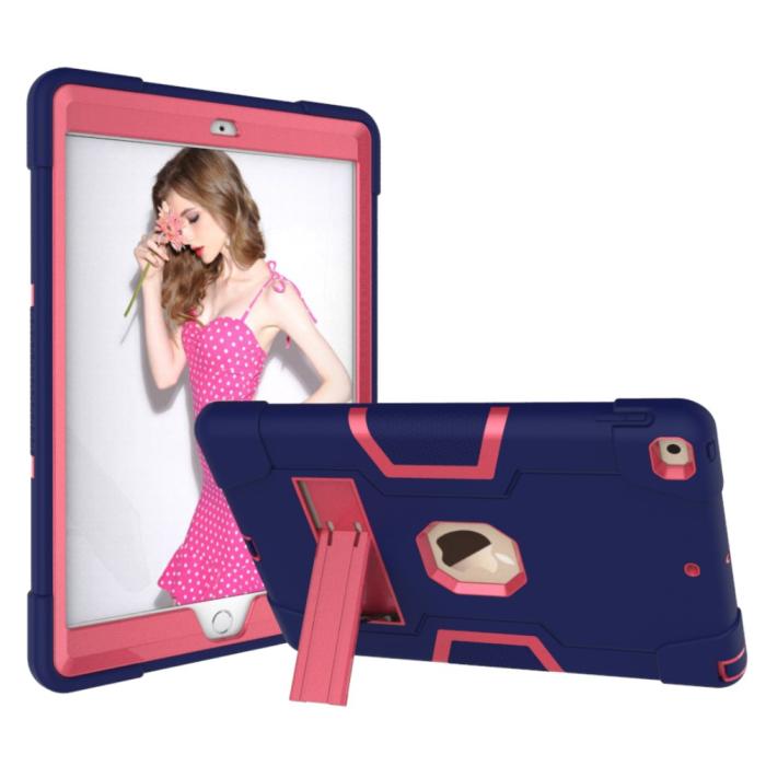 Bild 5, iPad 10.2 2019/2020/2021 Shockproof Hybrid Skal Med Kickstand Mörk Blå/Rosa