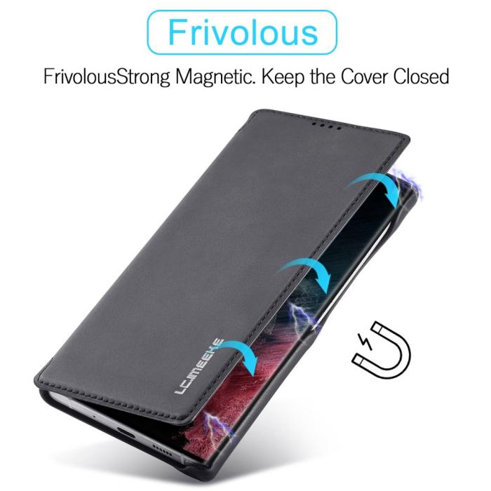 Bild 5, LC.IMEEKE Samsung Galaxy S23 Ultra Fodral Flip Läder Svart
