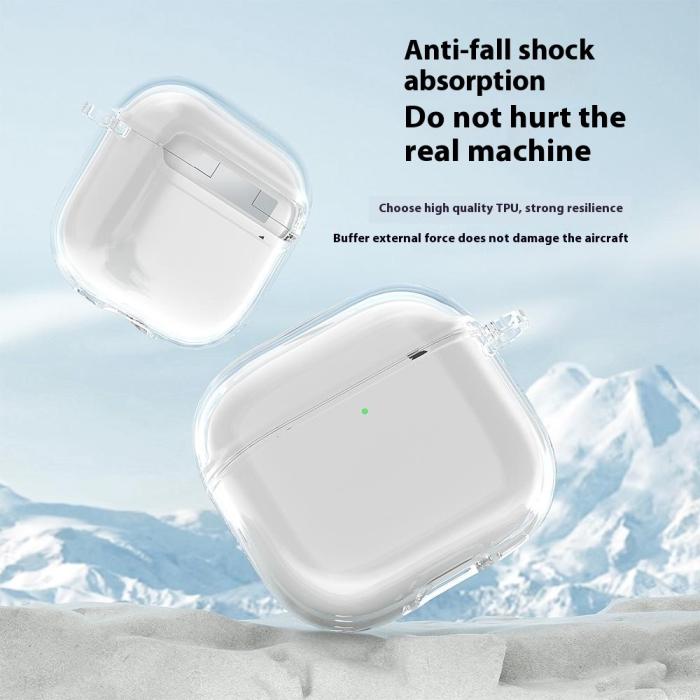Bild 2, AirPods 4 Skal TPU Karbinhake Transparent