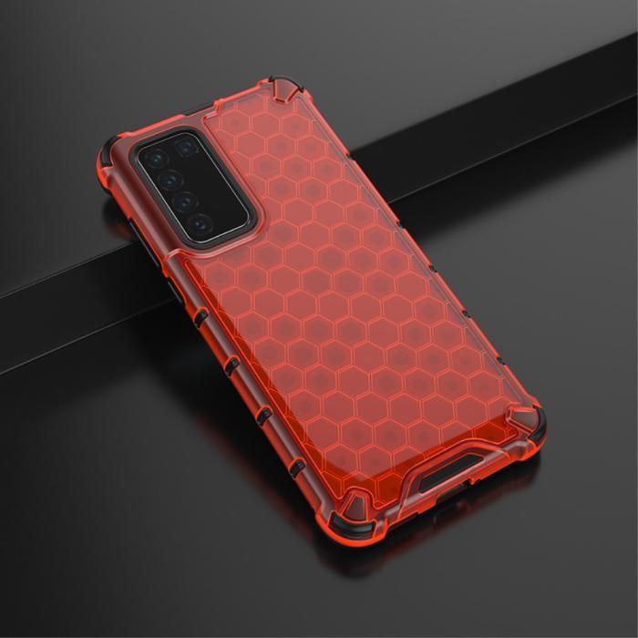 Bild 4, Huawei P40 - Armor Honeycomb Textur - Röd