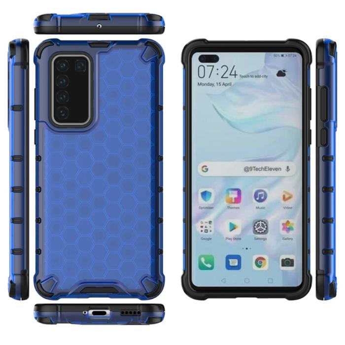 Bild 2, Huawei P40 - Armor Honeycomb Textur - Blå