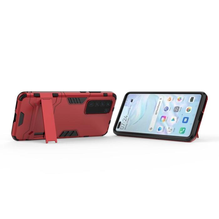 Bild 3, Huawei P40 - Hybrid Skal med Kickstand - Röd