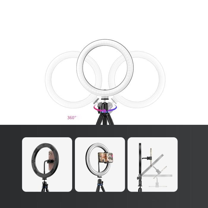 Bild 6, TikTok LED Selfie-Lampa 26 cm med Stativ - Svart