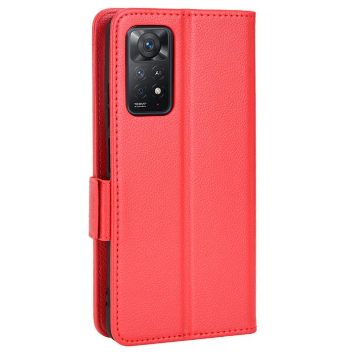 Bild 3, Xiaomi Redmi Note 11 Pro 5G Fodral Litchi Textur Röd