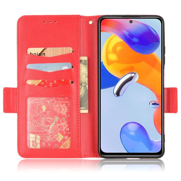 Bild 4, Xiaomi Redmi Note 11 Pro 5G Fodral Litchi Textur Röd