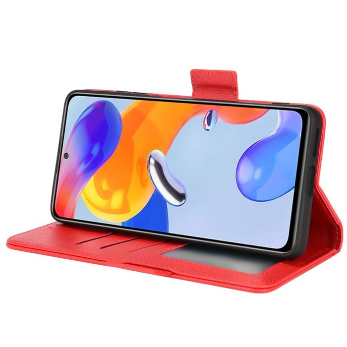 Bild 5, Xiaomi Redmi Note 11 Pro 5G Fodral Litchi Textur Röd