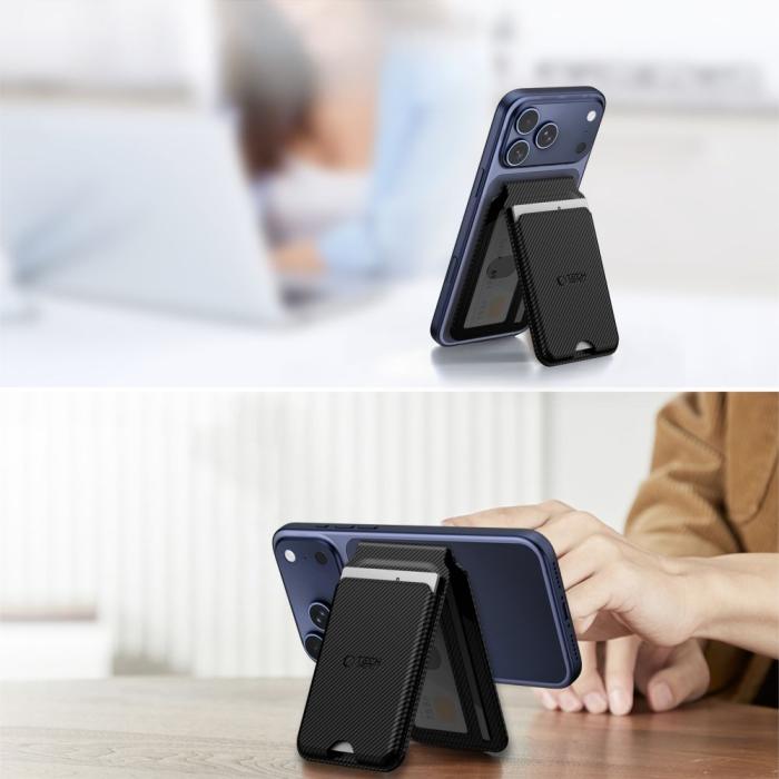 Bild 3, Tech-Protect Magnetisk MagSafe Korthållare MagWallet Kickstand Carbon