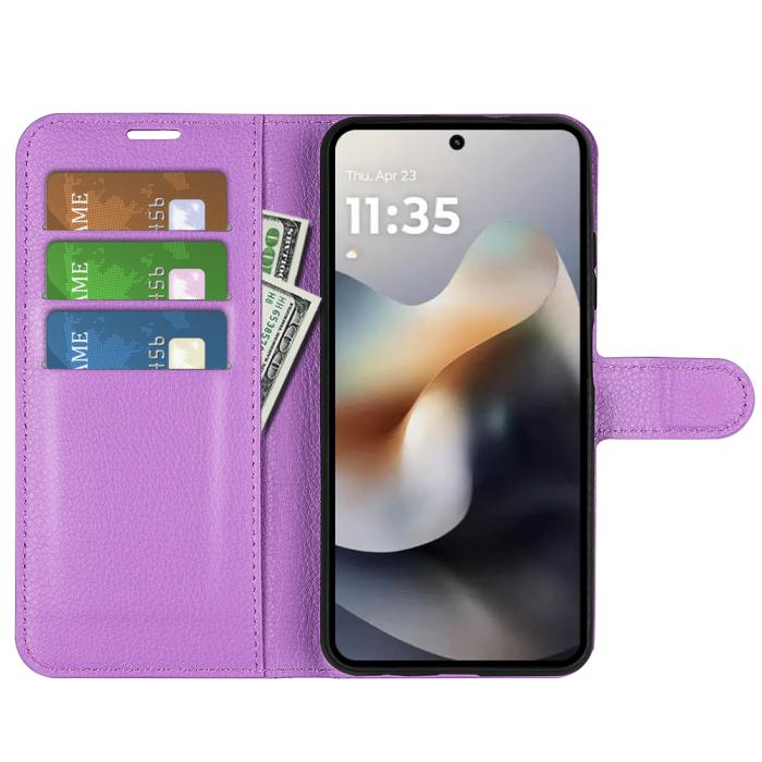 Bild 5, Motorola Moto G56 5G Fodral Litchi Läder Lila