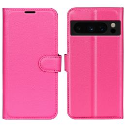 Google Pixel 8 Pro Fodral Litchi Textur Rosa