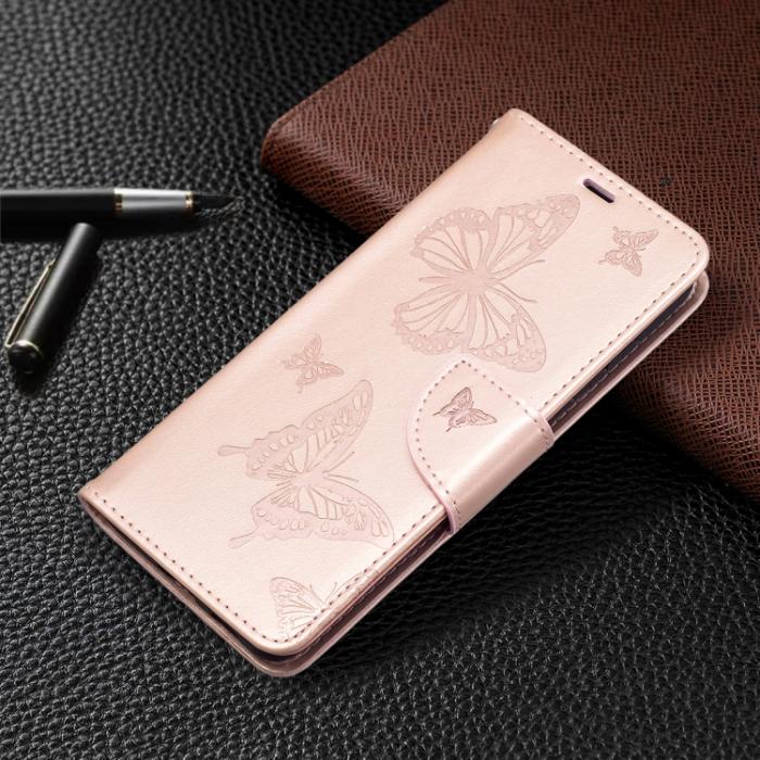 Bild 6, Samsung Galaxy S21 FE Fodral Butterfly Läder Roséguld