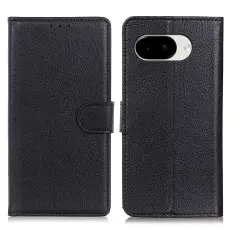 Google Pixel 10a Fodral Litchi L&auml;der Svart