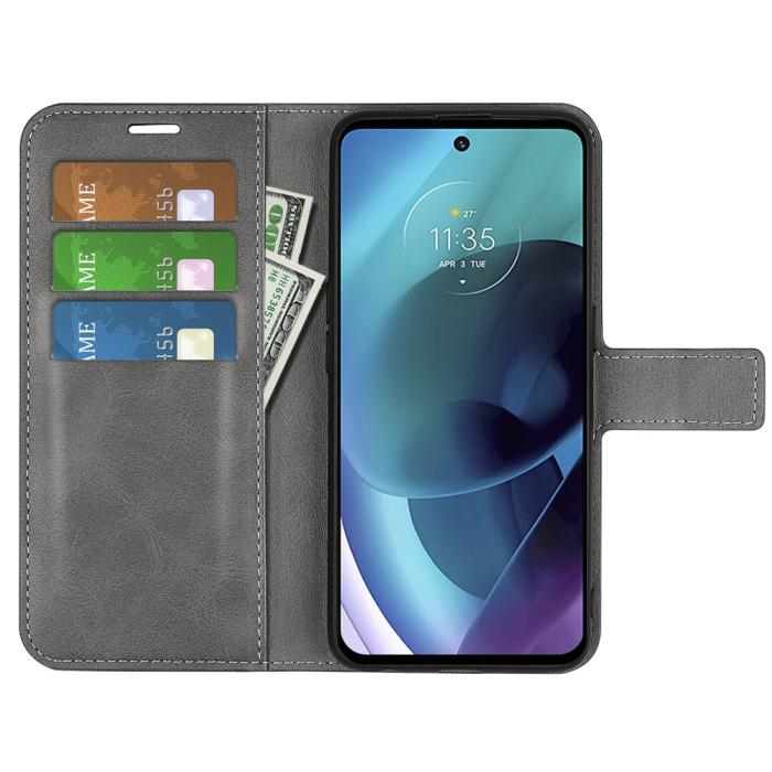 Bild 4, Motorola Moto G51 Fodral PU Läder Grå