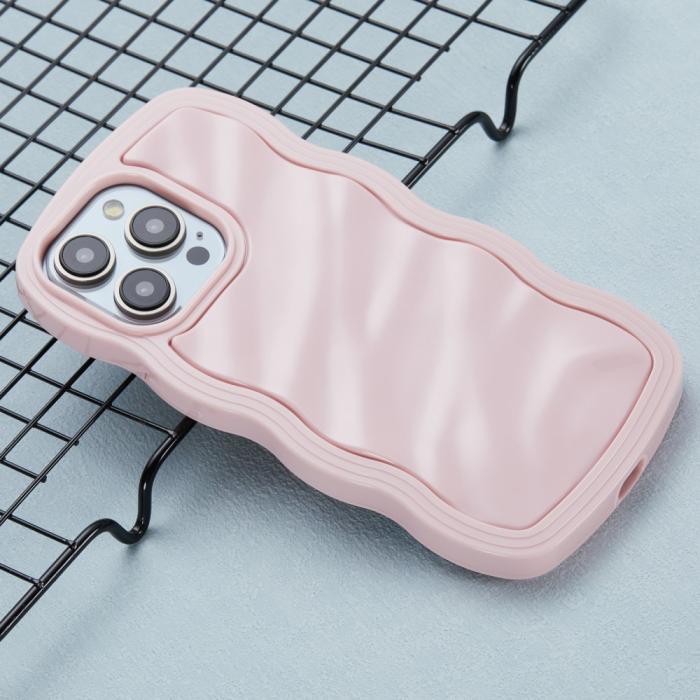 Bild 3, iPhone 15 Pro Mobilskal Wavy Textur Rosa