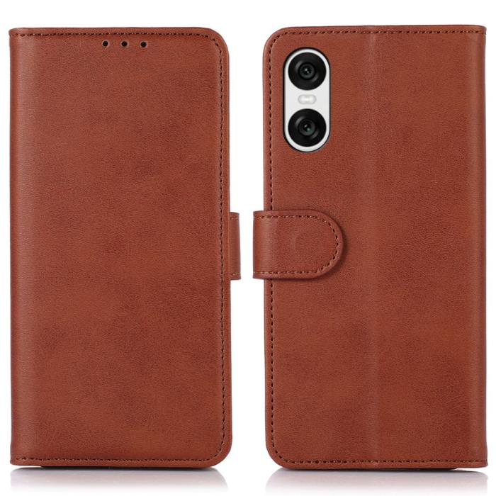 Bild 1, Sony Xperia 10 VI Läder Fodral Läder Solid Brun
