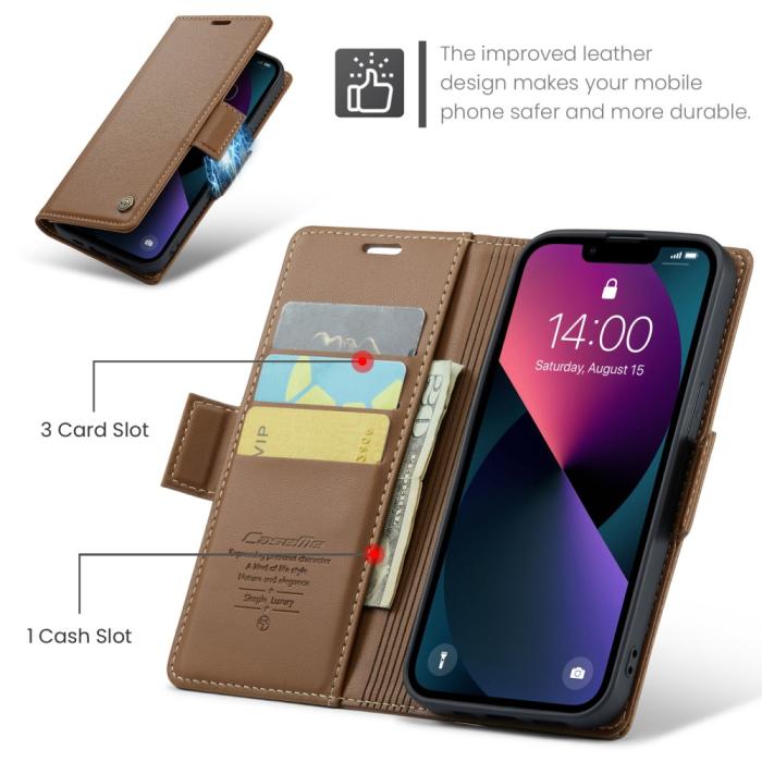 Bild 5, CASEME iPhone 15 Plus Fodral Läder RFID Brun