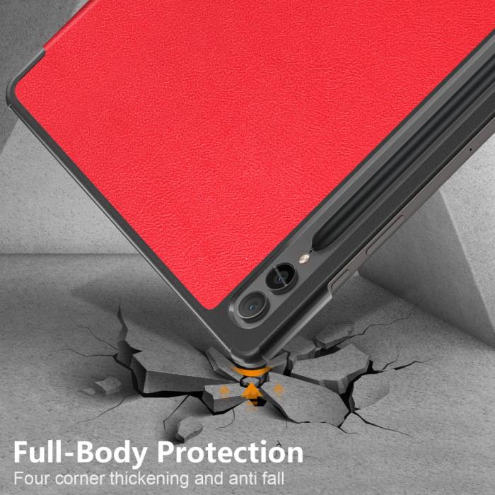 Bild 6, Samsung Galaxy Tab S9 Plus Fodral Läder Röd