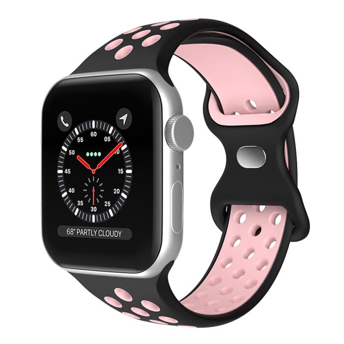 Bild 2, Sportarmband Dual-Color Apple Watch 41/40/38 mm (M/L) Svart/Rosa