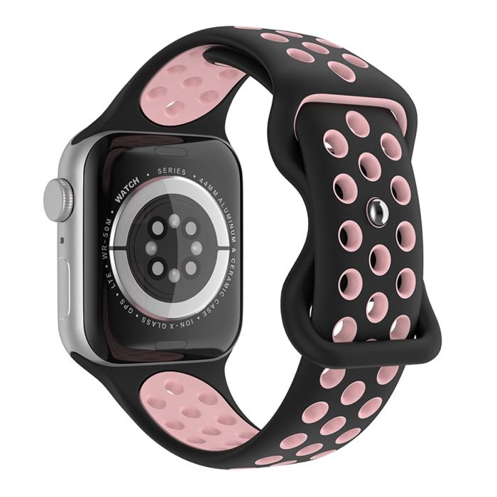 Bild 1, Sportarmband Dual-Color Apple Watch 41/40/38 mm (M/L) Svart/Rosa