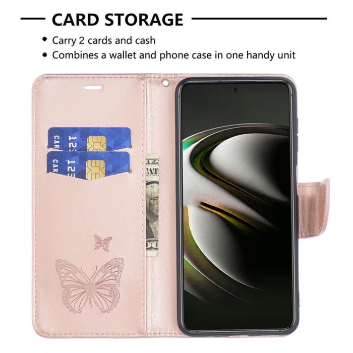 Bild 5, Samsung Galaxy S22 Plus Fodral Tryckt Fjäril Roséguld