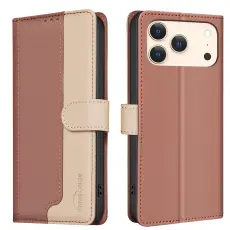 BINFEN iPhone 17 Pro Max Fodral RFID Splicing Color Brun