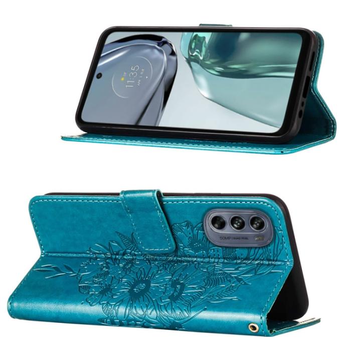 Bild 3, Motorola Moto G62 5G Fodral Med Fjäril Tryck Blå