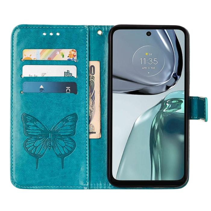 Bild 4, Motorola Moto G62 5G Fodral Med Fjäril Tryck Blå