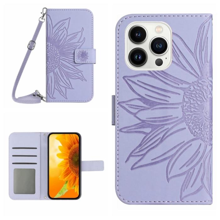 Bild 1, iPhone 15 Pro Fodral Solros Tryck Lila