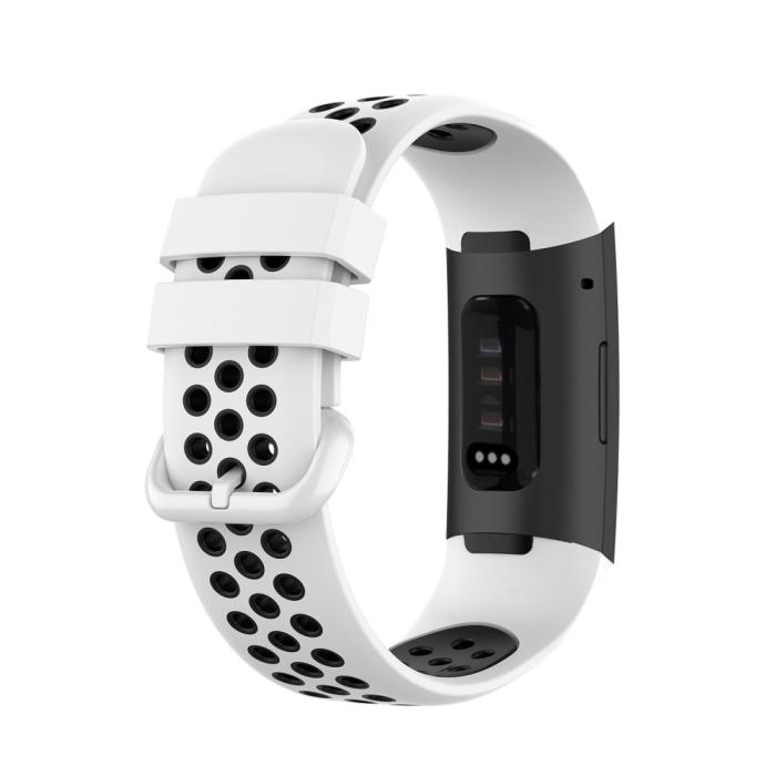 Bild 2, Fitbit Charge 4/3 Silikon Träningsarmband Vit/Svart