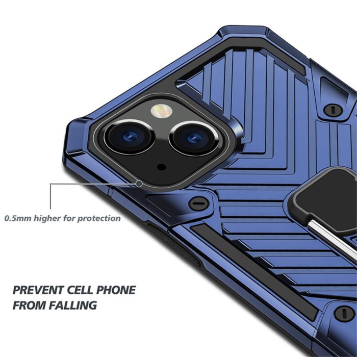 Bild 5, iPhone 13 Mini - Armor Hybrid Ring Skal - Blå