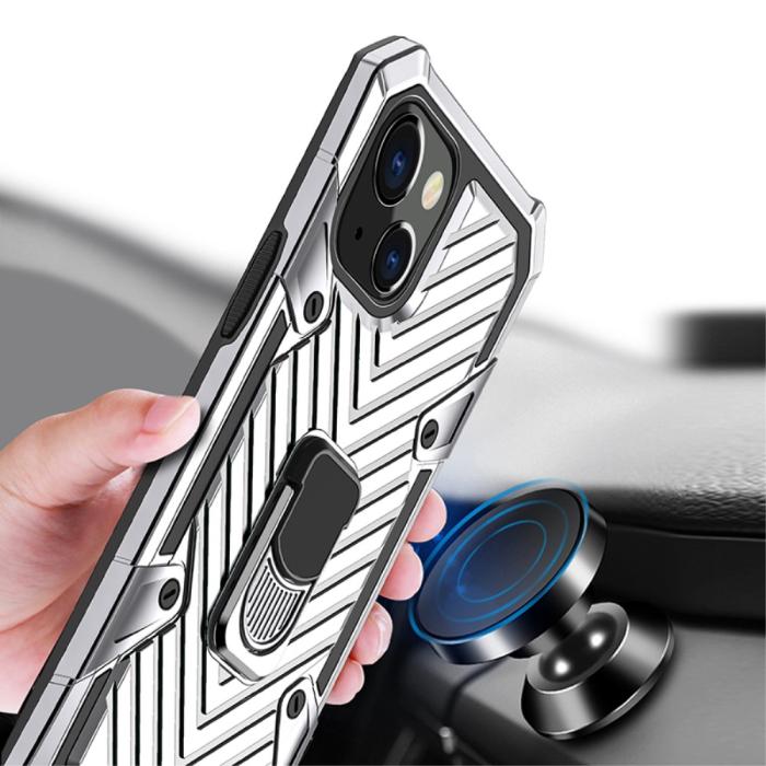 Bild 2, iPhone 13 Mini - Armor Hybrid Ring Skal - Silver