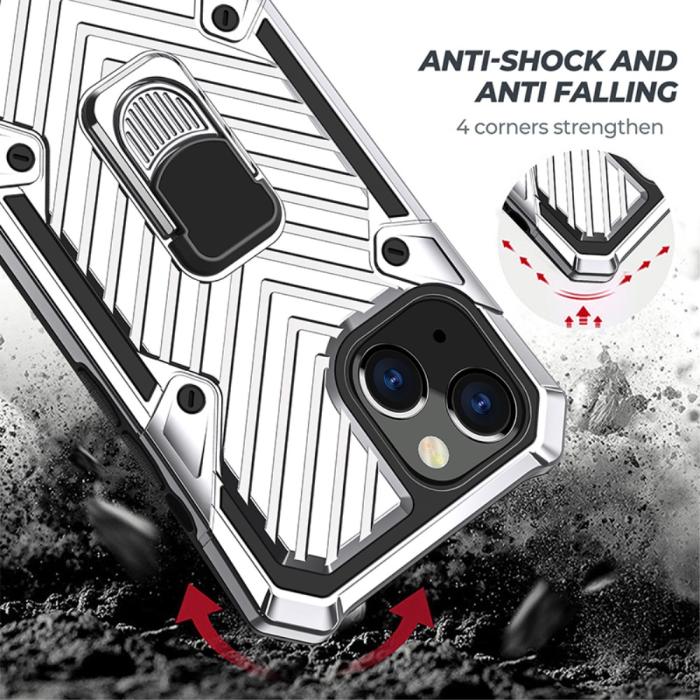 Bild 3, iPhone 13 Mini - Armor Hybrid Ring Skal - Silver