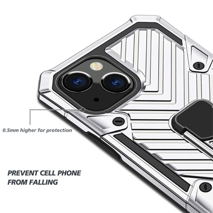 Bild 5, iPhone 13 Mini - Armor Hybrid Ring Skal - Silver