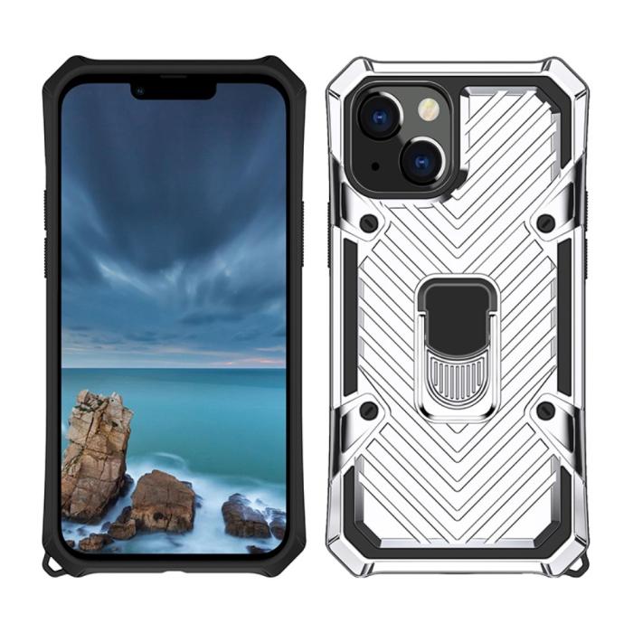 Bild 6, iPhone 13 Mini - Armor Hybrid Ring Skal - Silver