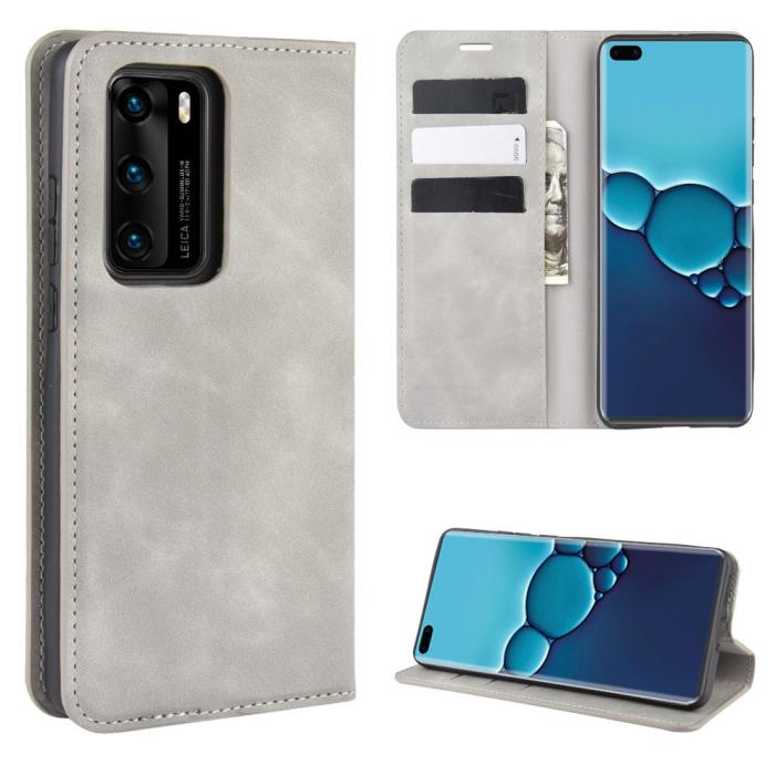 Bild 1, Huawei P40 - Silkeslent Plånboksfodral - Grå