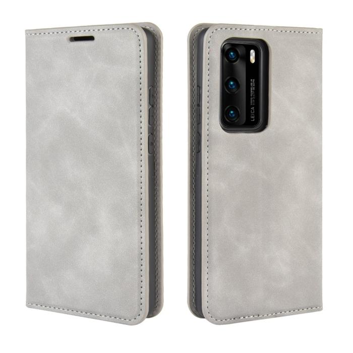 Bild 2, Huawei P40 - Silkeslent Plånboksfodral - Grå