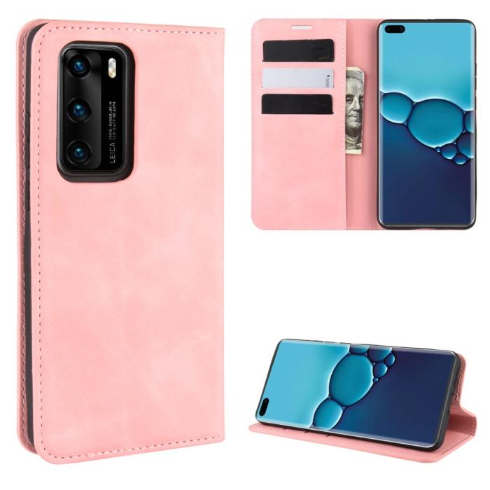 Bild 1, Huawei P40 - Silkeslent Plånboksfodral - Ljus Rosa