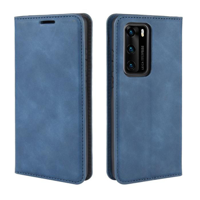 Bild 2, Huawei P40 - Silkeslent Plånboksfodral - Mörk Blå