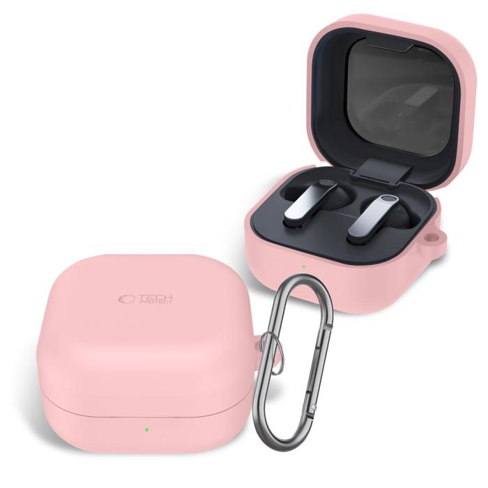 Bild 4, Tech-Protect Galaxy Buds 4 / 4 Pro Skal Silikon Hook Dusty Pink