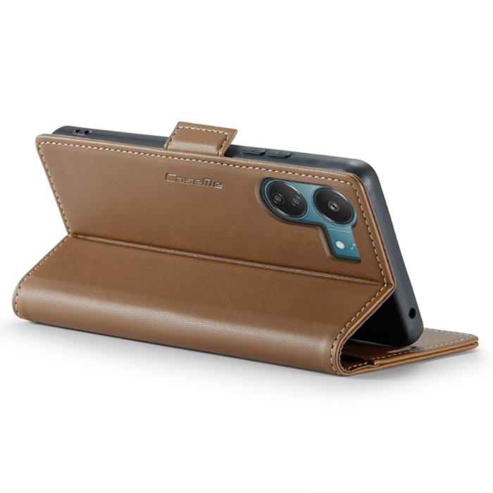 Bild 3, CASEME Xiaomi Redmi 13C 4G Fodral RFID Litchi Läder Brun
