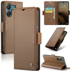 CASEME Xiaomi Redmi 13C 4G Fodral RFID Litchi L&auml;der Brun
