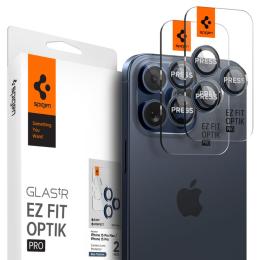 Spigen iPhone 15 Pro/Pro Max/14 Pro/Pro Max 2-PACK Optik.tR "Ez Fit"