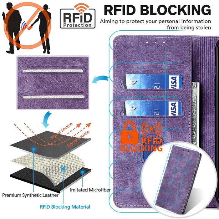 Bild 5, Samsung Galaxy A15 4G/5G Fodral Retro RFID Läder Lila