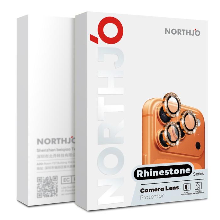 Bild 4, NORTHJO iPhone 17 Pro/17 Pro Max Linsskydd Strass Blå