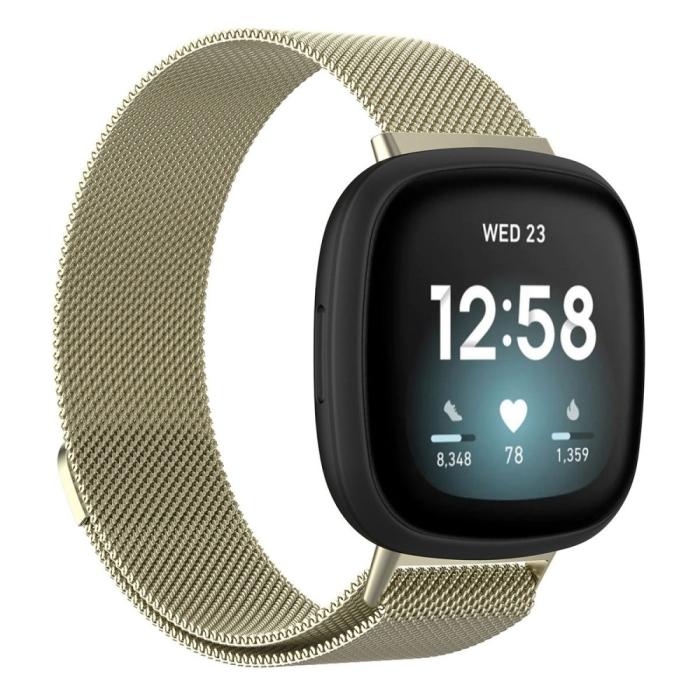Bild 4, Fitbit Versa 4/Sense 2 Armband Milanese Loop Guld