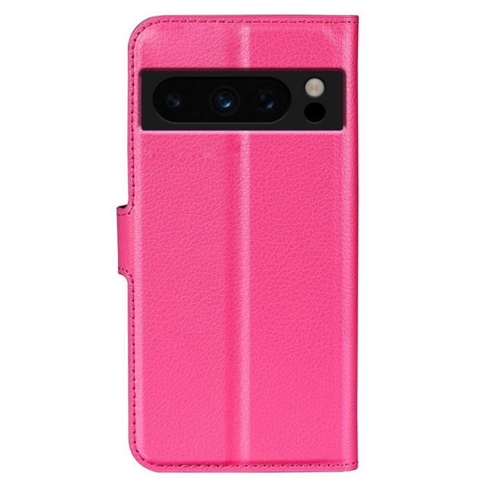 Bild 6, Google Pixel 8 Pro Fodral Litchi Textur Rosa